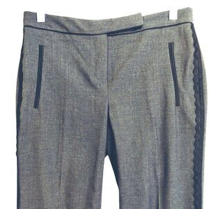 Trousers Women's S Grey Tapered Pants Zip Faux Satin Trim Lace Corp Core Career